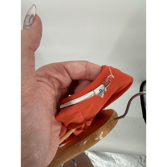 ASOS Design Floral Applique Slip Mini Dress Orange Embellishment Sparkle Size 8 - Picture 9 of 10